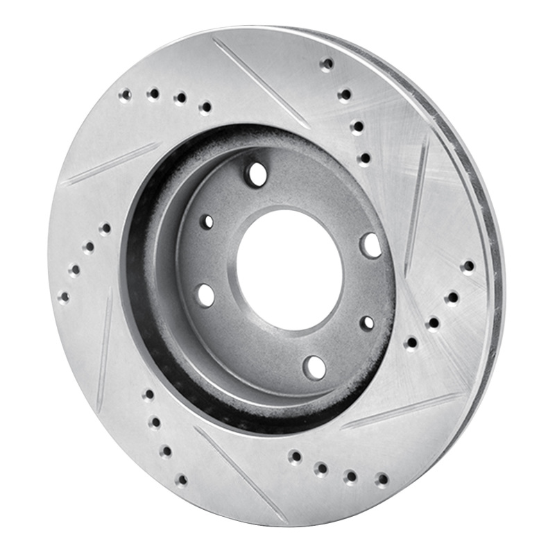 Mitsubishi Lancer Brake Rotor (1) - Front Left - R1 Concepts - Drilled & Slotted - Silver - 2004